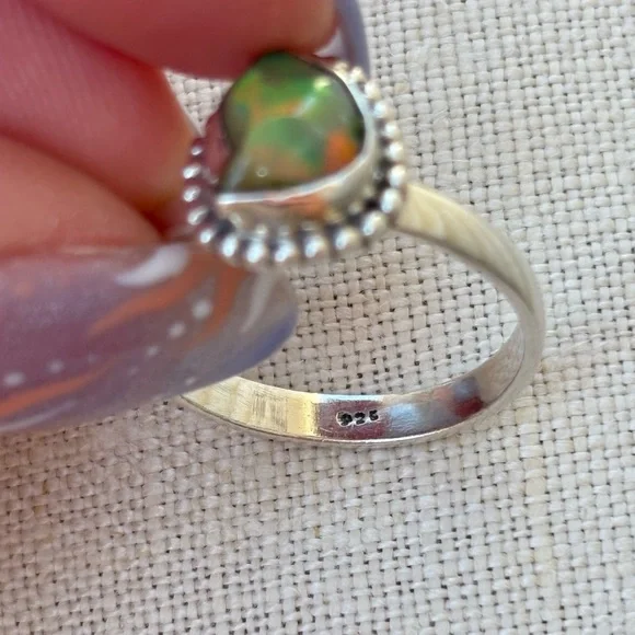 Sterling Silver Natural Raw Opal Ring - Picture 6 of 10